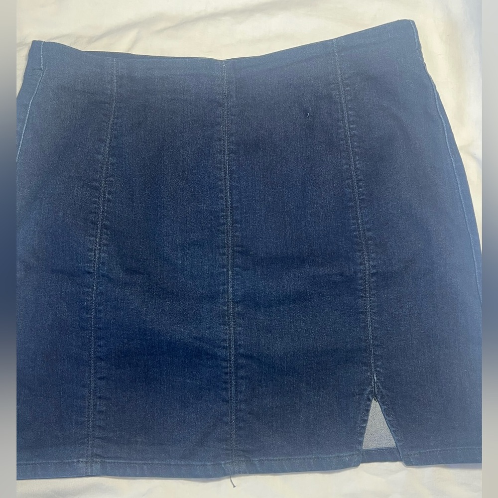 Free People Blue Mini Pencil Skirt with Slit